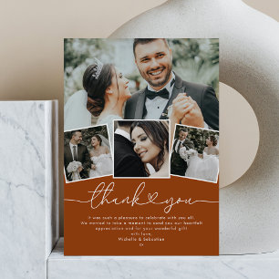 Terracotta Boho Heart Wedding Foto Danke Karte