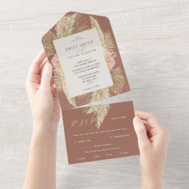 Terracotta Boho Hochzeit All In One Einladung