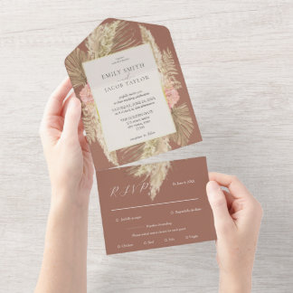 Terracotta Boho Hochzeit All In One Einladung