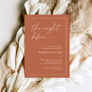 Terracotta Boho Hochzeit Probe Dinner Einladung