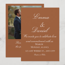 Terracotta Boho Minimal Photo Wedding Invitation Einladung