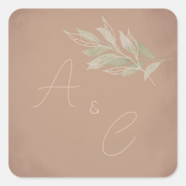 Terracotta Boho Minimalist Wedding Quadratischer Aufkleber