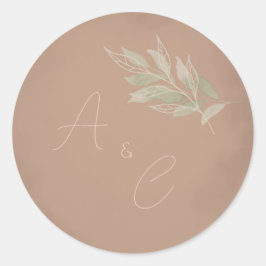 Terracotta Boho Minimalist Wedding Runder Aufkleber