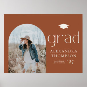 Terracotta Boho Minimalistisch Arch Foto Abschluss Poster