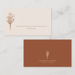 Terracotta Boho Minimalistisch Botanicals Hochzeit Platzkarte