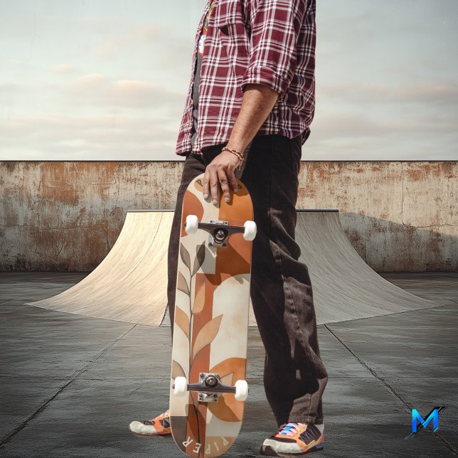 Terracotta Boho - Minimalistisches Bio Leaf Skateboard (Von Creator hochgeladen)