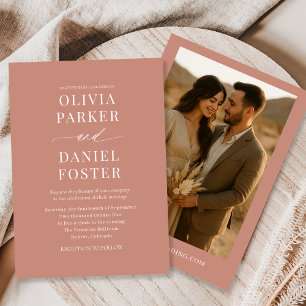 Terracotta Boho Minimalistisches Foto Hochzeit Einladung