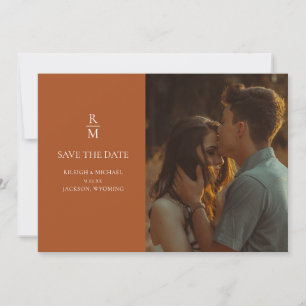 Terracotta Boho Monogram Wedding Save the Date