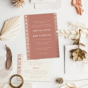 Terracotta Boho Mudcloth Border Foil Einladung