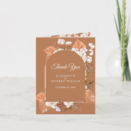 Terracotta Boho Pampas Arrondi Carte de remercieme