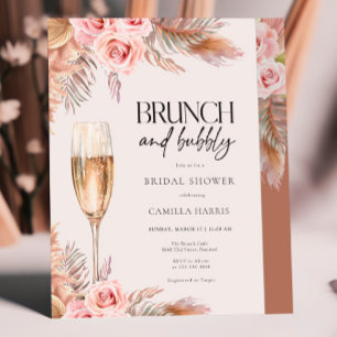 Terracotta Boho Pampas Grass Bridal Brunch Einladung