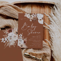 Terracotta Boho Pampas Kinderdusche Einladung