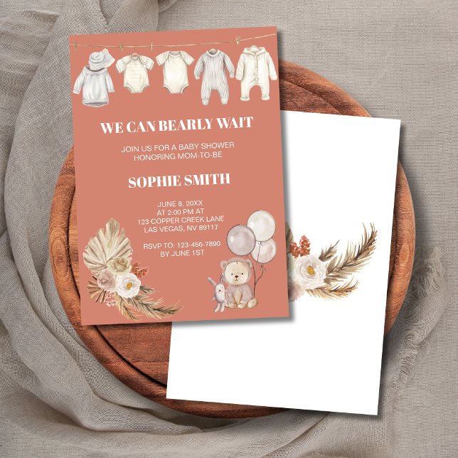 Terracotta Boho Pampas können wir frühzeitig abwar Einladung (Von Creator hochgeladen)