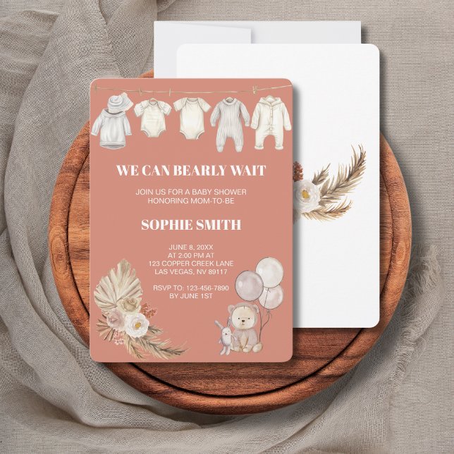 Terracotta Boho Pampas können wir frühzeitig abwar Einladung (Von Creator hochgeladen)