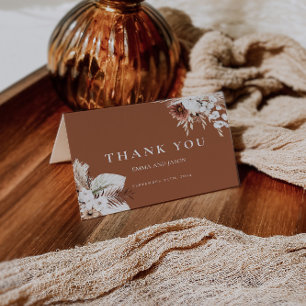 Terracotta Boho Pampas Wedding Dankeschön Karte