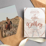 Terracotta boho Rahmen einfaches Foto Skript Hochz Einladung<br><div class="desc">Eine moderne und einfache 2-Foto Hochzeitseinladung mit weißem Overlay,  Terrakotta-Rahmen und elegantem Script-Schriftart,  ergänzen 2 Ihrer Lieblings-Foto. Eine schlichte und elegante zeitgenössische Hochzeit.</div>