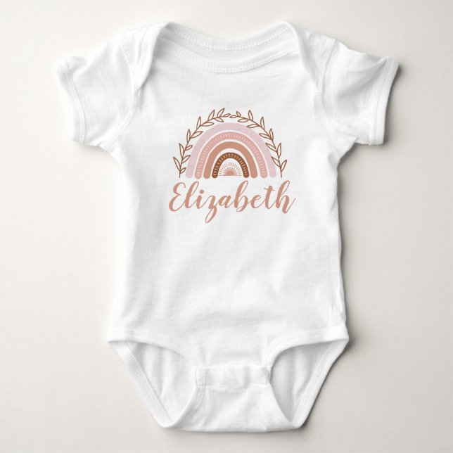 Terracotta Boho Rainbow Baby Bodysuit Strampler (Vorderseite)