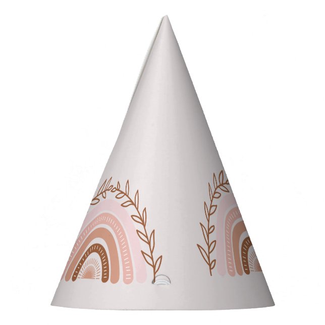 Terracotta Boho Rainbow Birthday Partyhütchen (Links)