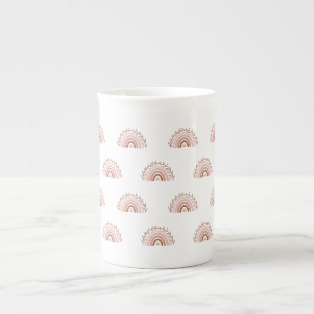 Terracotta Boho Rainbow, Dusty Pink Tasse (Vorderseite)