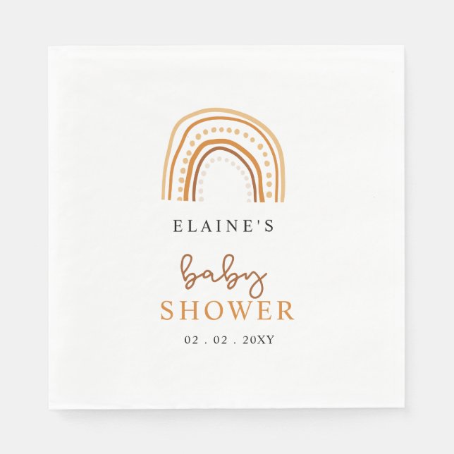 Terracotta Boho Rainbow Gender Neutral Baby Shower Serviette (Vorderseite)