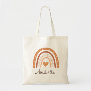 Terracotta Boho Rainbow Kids name Tragetasche