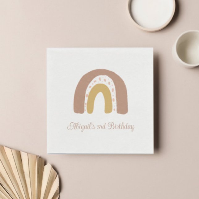 Terracotta Boho Rainbow Minimalistische Geburtstag Serviette (Von Creator hochgeladen)
