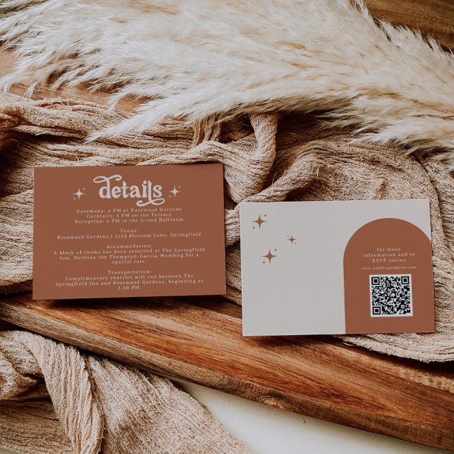 Terracotta Boho Retro Wedding Stationery Begleitkarte (Von Creator hochgeladen)