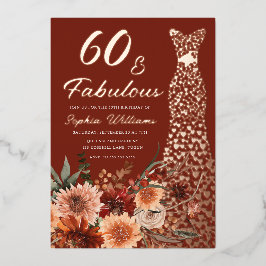 Terracotta Boho Rose Gold Dress 60. Geburtstag Folieneinladung