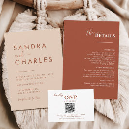 Terracotta Boho Route, Rust Wedding rsvp Karte