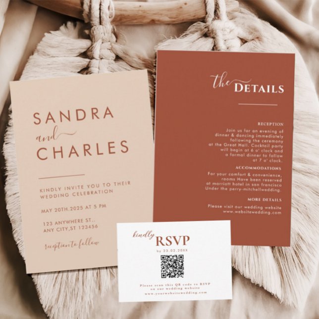 Terracotta Boho Route, Rust Wedding rsvp Karte (COLLECTION)