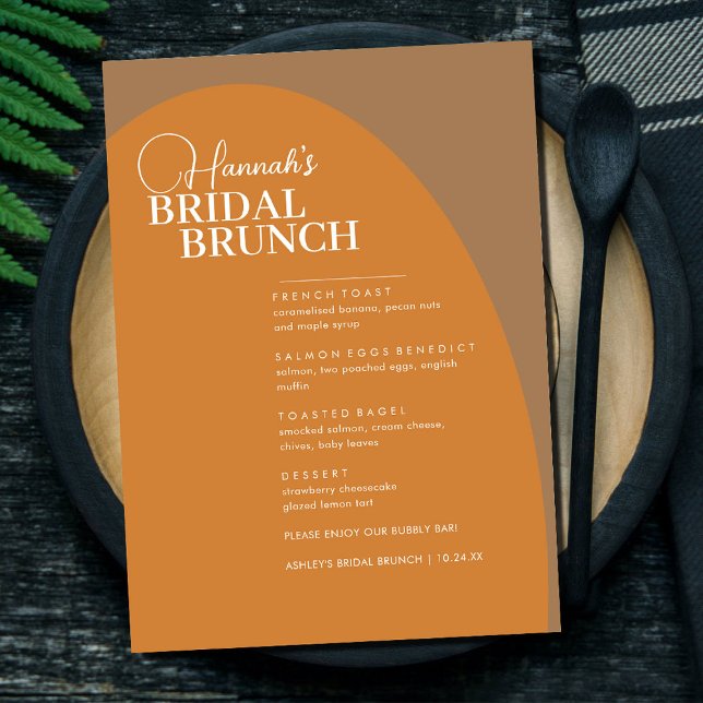 Terracotta Boho Script Minimum Bridal Brunch Menu (Créateur téléchargé)