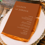 Terracotta Boho Simple Wedding Menu Cards Menükarte<br><div class="desc">Elegant 5x7" Wedding Table Menu Cards Flat Menu Elegant Calligraphy Eat and Drink Wedding Menus | Simple Calligraphy Rustic Wedding Menus Wedding Menus,  Rustic Wedding Menu,  Floral Wedidng Menu,  Wedding Table Menu</div>