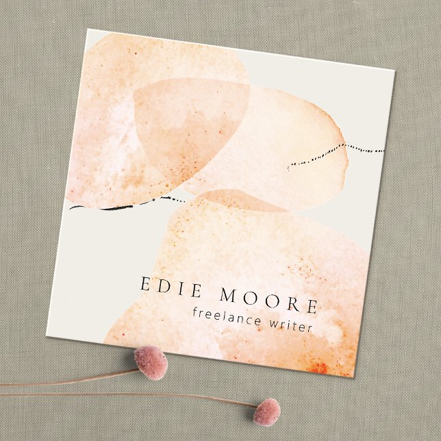 Terracotta Boho Wasserfarben Abstrakte Malereien Quadratische Visitenkarte (Von Creator hochgeladen)