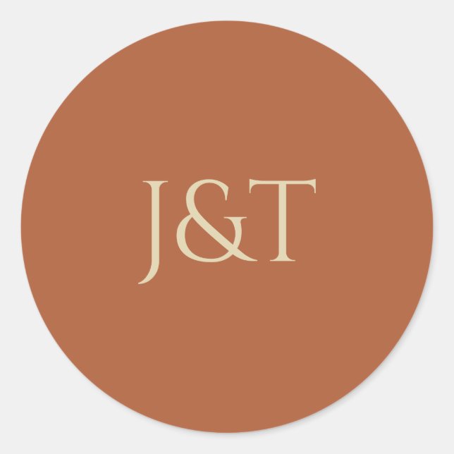 Terracotta Boho Wedding Couple Monogram Runder Aufkleber (Vorderseite)