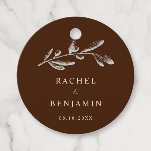 Terracotta Boho Wedding Floral Brown Geschenkanhänger (Vorderseite)