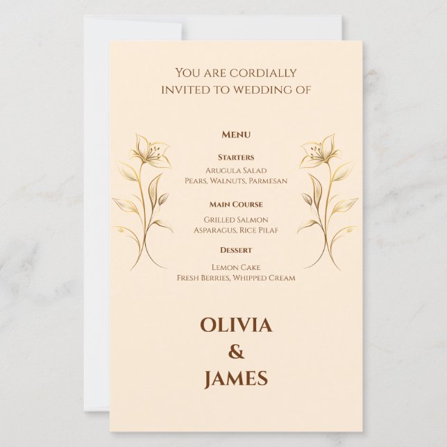 Terracotta Boho Wedding Menu card (Devant)