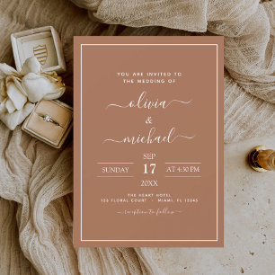 Terracotta Boho Wedding Modern Simple Einladung
