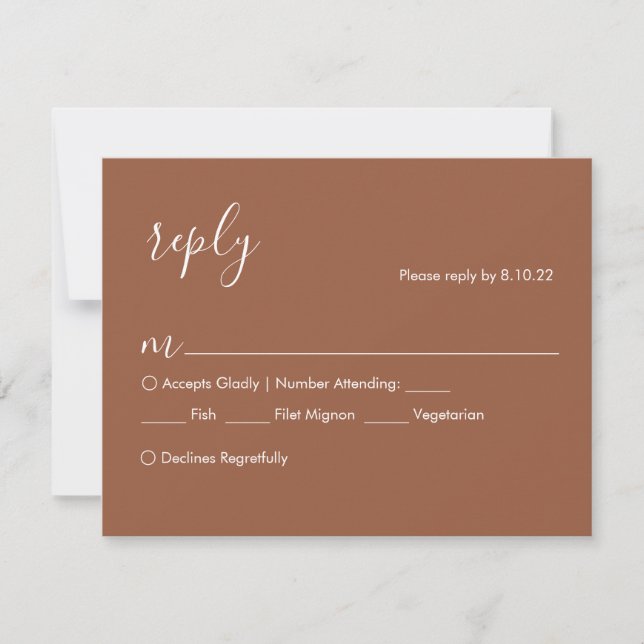 Terracotta Boho Wedding RSVP Card, Optionen zum Es Karte (Vorderseite)