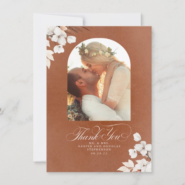 Terracotta Boho Wedding Two Side Vielen Dank Dankeskarte (Vorderseite)