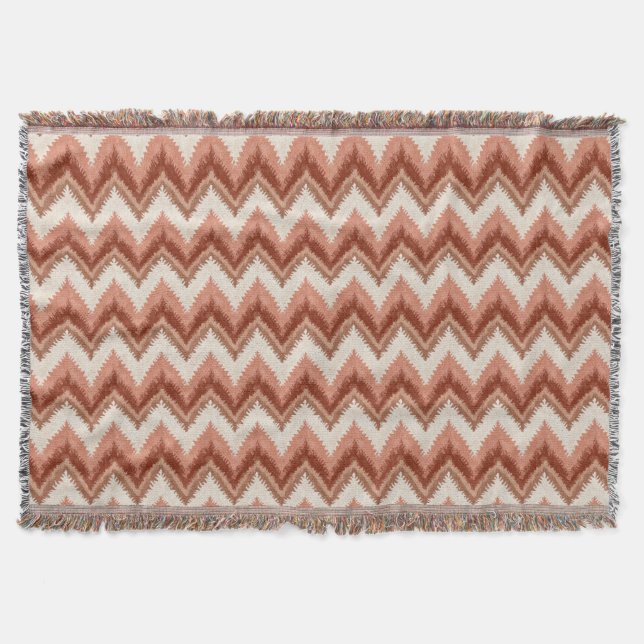 Terracotta Boho Zigzag - Rustikal Zickzack Decke (Vorderseite)