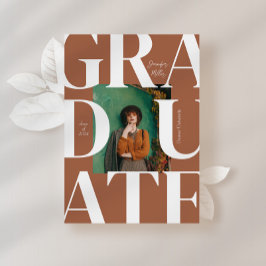 Terracotta Bold Modernes Classic Foto Abschluss Einladung