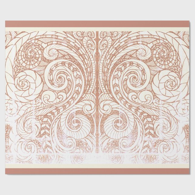 Terracotta Botanical Swirl Geschenkpapier (Flach)