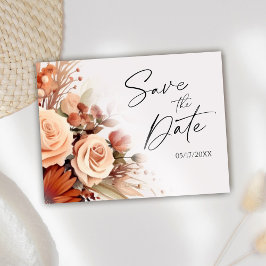 Terracotta Botanische Hochzeit mit floraler Vegeta Ankündigungspostkarte