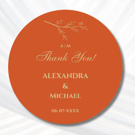 Terracotta Botanische Minimalistische Hochzeit Vie Runder Aufkleber