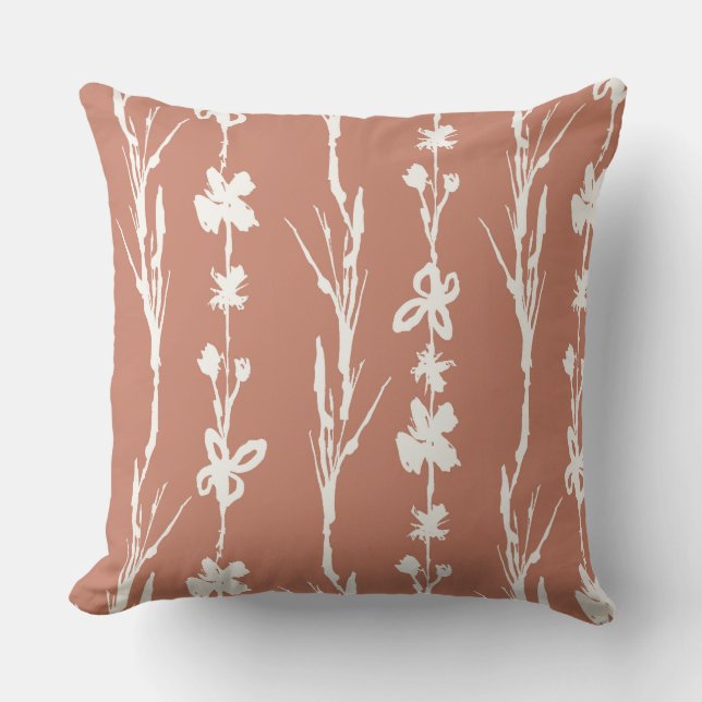 Terracotta Botanisches Design für natürliche Dekor Kissen (Vorderseite)