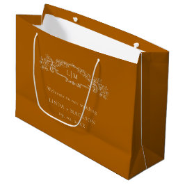 Terracotta Botanisches Wappen Monogramm Hochzeit Große Geschenktüte