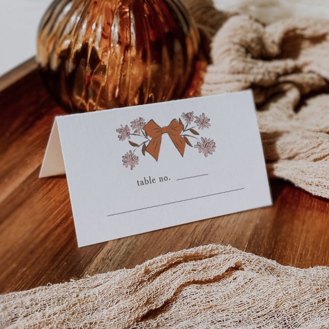 Terracotta Bow Floral Wedding Tischnummer Platzkarte (Von Creator hochgeladen)
