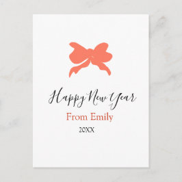 Terracotta bow happy new year name year boho retro feiertagspostkarte