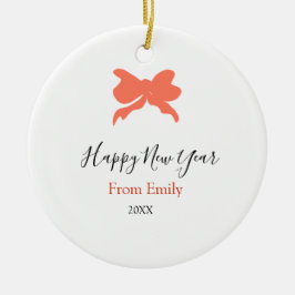 Terracotta bow happy new year name year boho retro keramik ornament