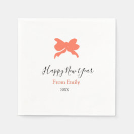 Terracotta bow happy new year name year boho retro serviette